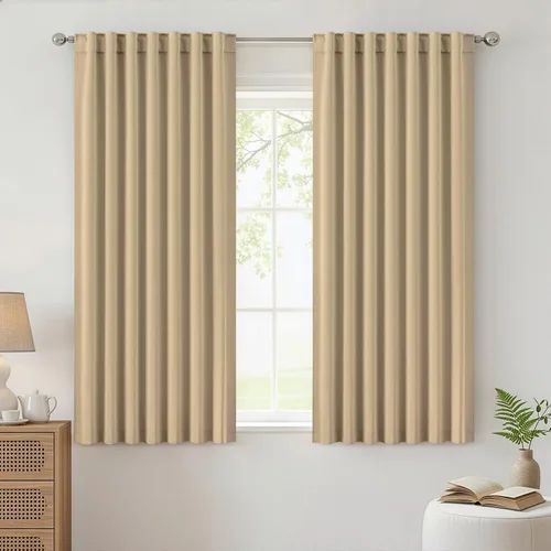 Miniatura 36 de ANRODUO Juego de 2 cortinas con bloqueo de luz del 99%, cortinas de 84 pulgadas de largo, cortinas negras para dormitorio, cortinas con aislamiento