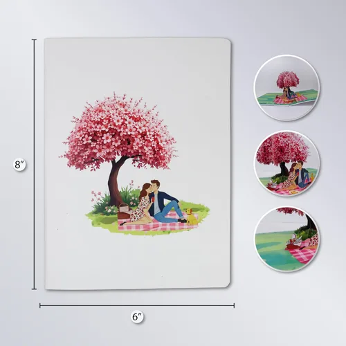 Miniatura 3 de CUTE POPUP Tarjeta de aniversario desplegable 3D para esposa, marido, novia, novio, escena romántica de picnic para pareja, aniversario de boda, te