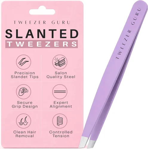 Miniatura 15 de Tweezer Guru Pinzas para el vello facial de mujeres y hombres, pinzas de precisión para cejas inclinadas para cabello encarnado, eliminación