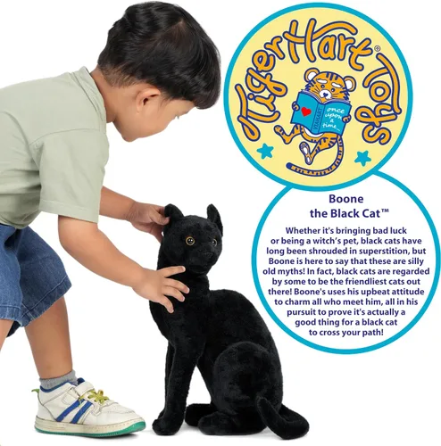 Miniatura 2 de TigerHart Boone, el gato negro, animal de peluche relleno de 13 pulgadas