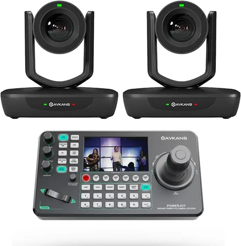 Kits de cámara PTZ NDI 20X - 2 piezas de cámara NDI de seguimiento automático AI 20X con 1 pieza de controlador de joystick IP incluido para