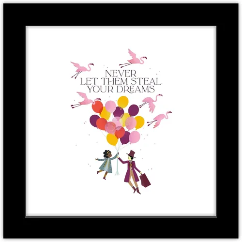 Trends International Gallery Pops Wonka Movie - Póster de pared de Never Let Them Steal Your Dreams, 12.00 x 12.00 pulgadas, versión de marco negro