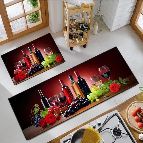 Miniatura 8 de Juego de alfombras de cocina para chef 2 piezas, alfombra de piso de estilo granja de estilo rústico, decoración de alfombras absorbentes y lavables