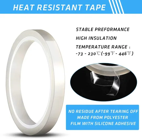 Miniatura 3 de Zonon Cinta térmica transparente de 108 pies para sublimación y transferencia de calor, resistente a altas temperaturas, ideal para placas