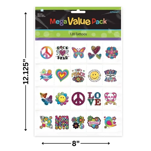 Miniatura 2 de Paquete de 120 tatuajes multicolores para adolescentes – 12.125 x 8 pulgadas (120 unidades) – Diseños variados emocionantes y únicos – Tatuajes