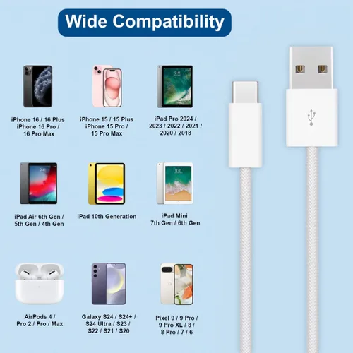 Miniatura 7 de Cargador de pared USB C delgado de 18 W y cable Carplay para iPhone 16/15 (paquete de 2 unidades de 3.3 pies) para iPhone 16 Pro Max/16 Plus/iPhone