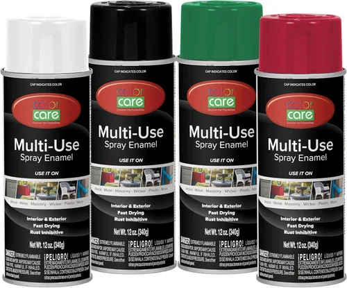 Miniatura 26 de Pintura en aerosol, 12 onzas, paquete de 6 (mezcla de colores cálidos: blanco brillante, rojo rubí, naranja, amarillo, marrón, negro brillante)