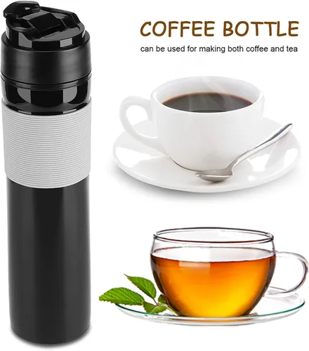 Miniatura 2 de Botella de prensa de café, taza portátil de 11.8 fl oz para té y café, botella de café, taza de viaje, taza de agua, taza de café, taza de agua Negro