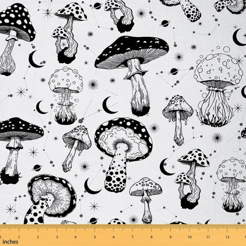 Miniatura 8 de Tela de Hongos por Yarda Selva Marrón Natural Telas de Hongos para Suministros de Costura Hojas Botánicas Tela de Estilo Rústico Retro