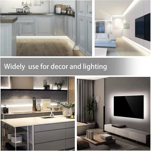 Miniatura 7 de MYPLUS - Tira de luces LED de color blanco, 16.4 pies, luz diurna blanca de 6000 K, cinta de luces LED con 700 lúmenes regulables y 300 LEDs, tira