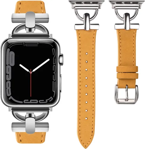Miniatura 13 de Wearlizer Correa de cuero compatible con correas de Apple Watch para mujeres de 1.614 in, 1.575 in, 1.496 in, 1.929 in, 1.811 in, 1.772 in, 1.732
