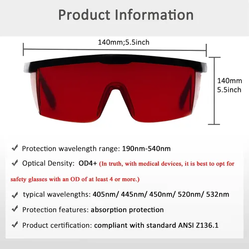 Miniatura 3 de Gafas de seguridad láser, IPL 200-2000nm gafas láser protección ocular para tratamiento de depilación láser. Verde