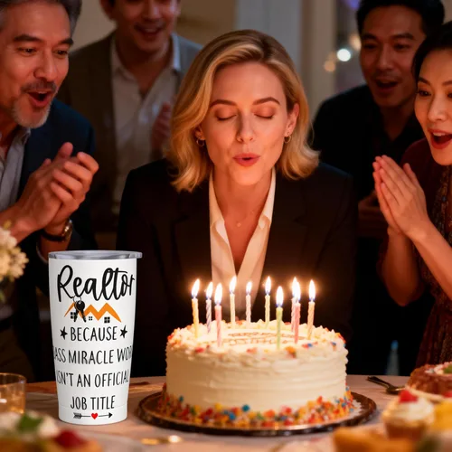 Miniatura 8 de Realtor Because Badass Miracle Worker Isn't An Official Job Title Real Estate Agent for Women, divertida taza de café de 20 oz botella de agua