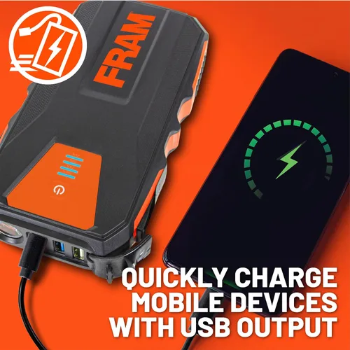 Miniatura 3 de FRAM FEK40008 - Arrancador de batería de coche 12000mAh (44.4Wh) hasta 5.0L de gasolina y motores diésel de 2.0L, refuerzo de emergencia