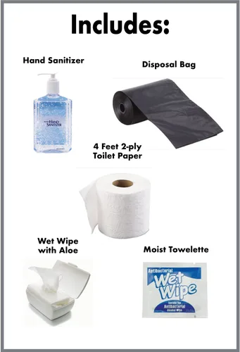 Miniatura 3 de Sh!t Kit Paquete de baño portátil de viaje de un solo uso con papel higiénico de 2 capas (4 pies), bolsa de eliminación, toallitas húmedas