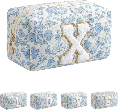 Miniatura 68 de Bolsa de maquillaje alfabética JOVAKIT, bolsa de cosméticos para mujeres, regalos de Navidad para niñas de 6 a 18 años, neceser de viaje con flores