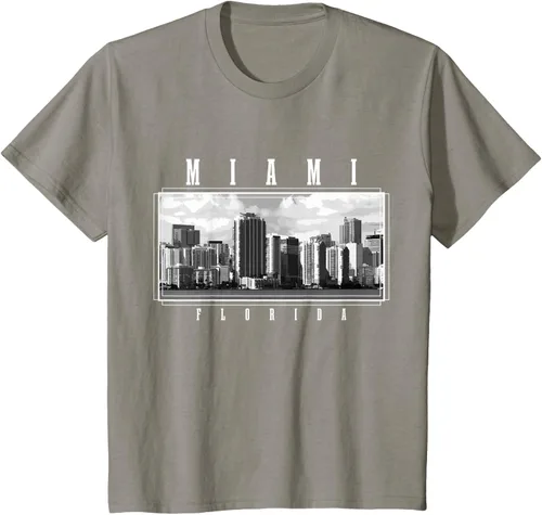 Miniatura 21 de Miami Skyline Florida Pride Vintage Miami Camiseta, Negro