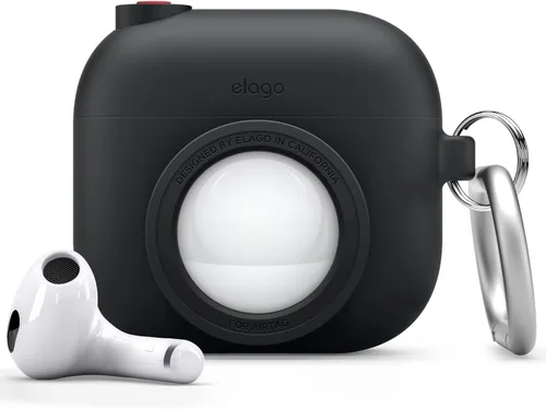 Miniatura 9 de elago Snapshot - Funda compatible con AirPod con soporte para AirTag (AirPods 3), bonito diseño de cámara con llavero, silicona duradera, soporta