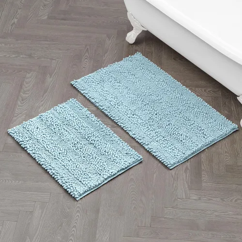 Miniatura 55 de Laura Ashley Tapete de baño de chenilla Astor 100% poliéster Decoración de baño premium Lavable a máquina Respaldo TPR Mide 17 x 24 Aqua