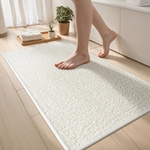 Miniatura 18 de Tapetes de baño antideslizantes delgados para debajo de la puerta, tapetes de baño de secado rápido absorbentes con respaldo de goma trenzado