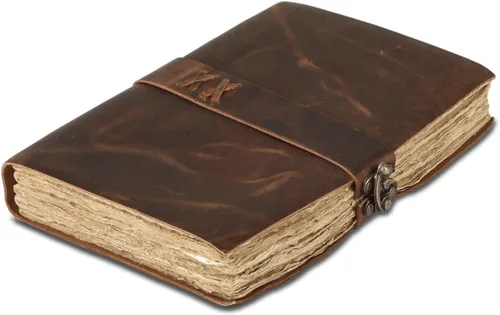 Miniatura 14 de Diario de cuero vintage hecho a mano de búfalo no rellenable con papel de borde irregular – Diario encuadernado en cuero para mujeres, hombres