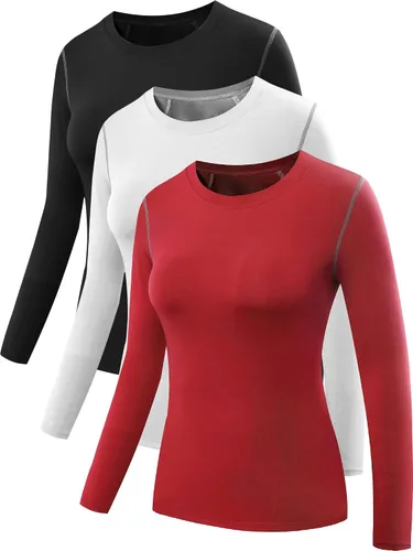 Miniatura 62 de NELEUS - Camisa deportiva de compresión atlética, de manga larga, para mujer, dry fit, paquete de 3