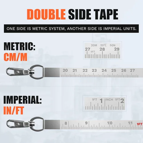 Miniatura 4 de Cekegon Cinta métrica de sonido de 15M/49ft, cinta de medición de tanque de aceite con 12oz latón Plumb Bob