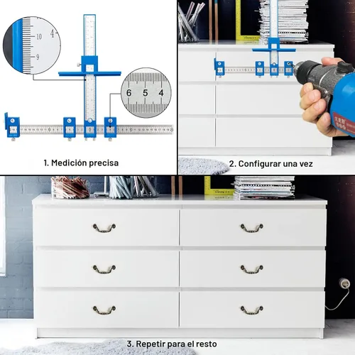 Miniatura 3 de Plantilla de hardware de gabinete, guía de taladro localizador de perforación, guía de perforación de madera para instalación de manijas perillas