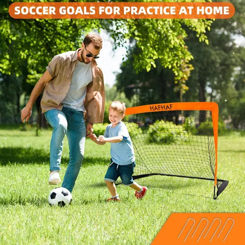 Miniatura 3 de HAFHAF Soccer Goals, 4x3 ft Portable Kid Soccer Goals for Backyard with Ball, Ladder, and Cones Pop Up Soccer Net Soccer Set for Kids Age Youth and