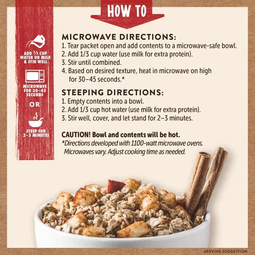 Miniatura 6 de Kodiak Cakes Paquetes de avena instantánea, manzana y canela, alto contenido en proteínas, 100% granos integrales, 6 cajas con 6 paquetes cada una
