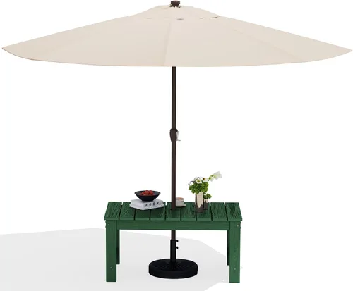 Miniatura 18 de SERWALL Mesa de centro para exteriores con agujero para sombrilla de 1.69 pulgadas, mesa de centro de polietileno de alta densidad para patio, Verde