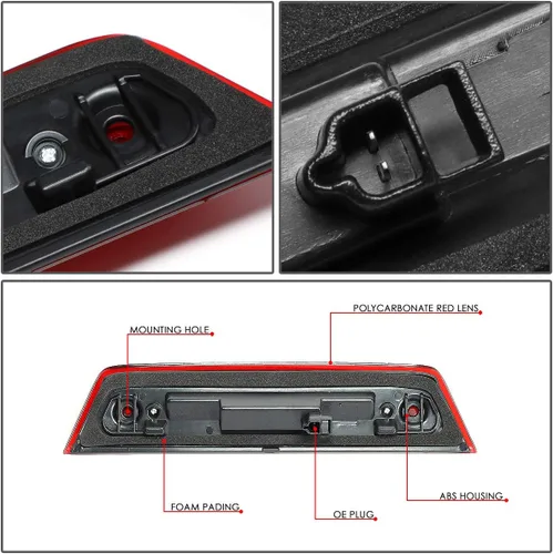 Miniatura 4 de DNA MOTORING 3BL-DJOU09-LED-RD - Tercera luz de freno LED de montaje alto con lente roja [compatible con Dodge Journey 10-16] Rojo
