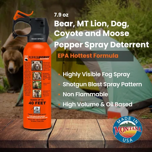 Miniatura 4 de UDAP Pepper Power 12VHP Safety Orange Bear Spray Self Defense Deterrent with Hip Holster and Belt for Camping, Hiking, Fishing, Powerful Blast