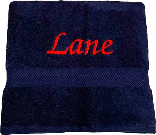 Miniatura 5 de Liberty21 Toalla de baño personalizada con monograma. Toalla bordada personalizada. (azul oscuro)