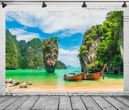 Miniatura 4 de Telón de fondo de tela de 5 x 3 pies de la isla de Phuket, Tailandia, barco, verano, playa, fotografía, fondo para adultos, retratos, boda, viajes