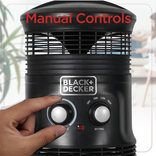 Miniatura 3 de BLACK+DECKER Combo de calentador envolvente de 360 grados y ventilador, calentador de espacio de 360 grados para escritorio de oficina, oficina