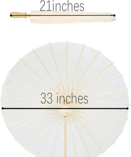 Miniatura 7 de Paraguas de papel con mango de madera, paraguas a granel para decoración de bodas, 32 pulgadas, paquete de 10