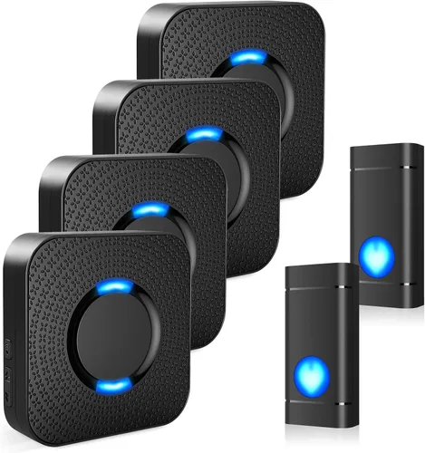 Miniatura 12 de Campanas de puerta inalámbricas para hogares, kits de timbre con 1 transmisor, 1 receptor, funcionamiento impermeable a un rango de 1000 pies, 48