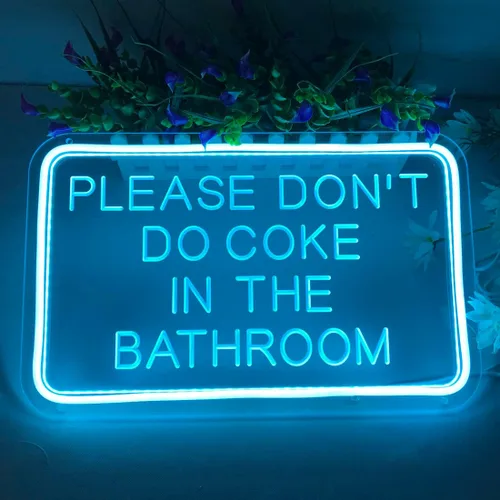 Miniatura 3 de Planzo Letrero LED de neón con texto en inglés «Please Don't Do Coke In The Bath» para el hogar, dormitorio, baño, sala de juegos, bar, tienda