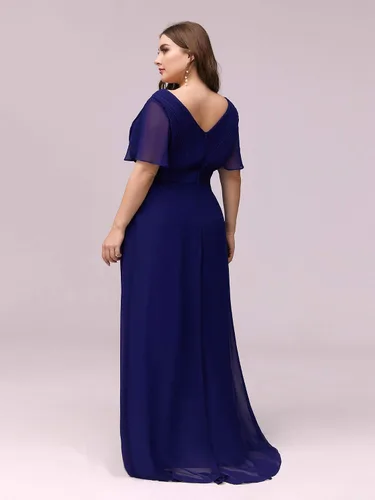 Miniatura 70 de Ever-Pretty Vestido formal para mujer, Navidad, Año Nuevo, cuello en V, gasa, talla grande, largo hasta el suelo, vestido de dama de honor
