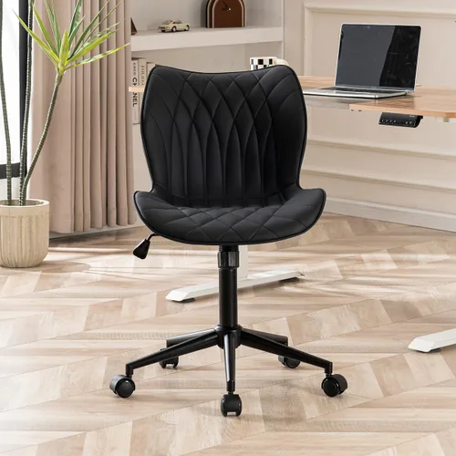 Miniatura 13 de YOUNUOKE Silla de escritorio sin brazos, cómoda silla de oficina con ruedas, silla ergonómica para el hogar, sillas ajustables para computadora