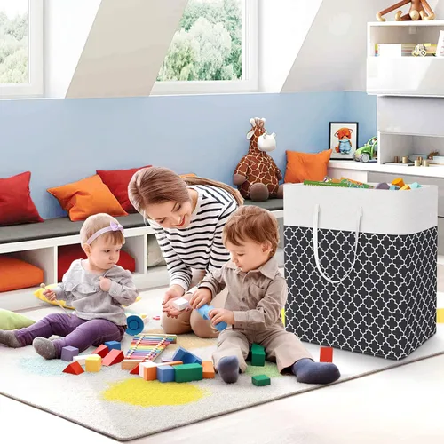 Miniatura 7 de StorageRight Cesta de Lavandería Canasta Grande Plegable Cesta de Lavandería con Asas de Fácil Transporte, Cestas de Ropa Independientes para Trébol