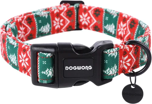 Miniatura 25 de DOGWONG Collar de Algodón Navideño para Perro, Collar de Perro Rojo de Papá Noel, Collares Duraderos para Mascotas de Fiestas Navideñas, Lindo Rojo