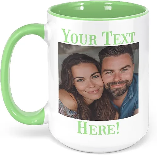 Miniatura 20 de Taza de café de cerámica negra personalizada de 11 onzas con texto, mensaje, tu texto aquí, nombre, DYE Taza para Cafe personalizadas, con foto