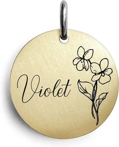 Etiquetas de identificación personalizadas para gatos y perros con grabado, patrón de flores de nacimiento para accesorios de collar de mascotas
