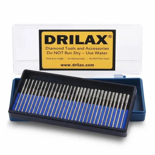 Miniatura 13 de Drilax Juego de 30 brocas de diamante de 0.039 pulgadas (0.039 in), vástago de 1/8 compatible con herramientas rotativas Dremel, brocas de diamante