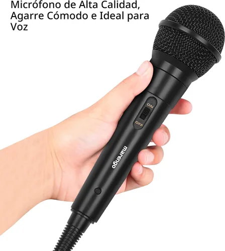 Miniatura 8 de Marengo Micrófono de Mano con Cable, Micrófono Vocal Dinámico Cardioide con Cable de 13 pies e Interruptor de Encendido/Apagado, Idealmente Adecuado