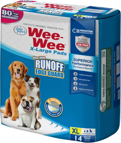 Miniatura 14 de Four Paws - Alfombrillas Wee-Wee de rendimiento superior sin fragancia para perros y cachorros, extra grandes, acolchadas a prueba de fugas