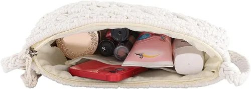 Miniatura 4 de CHIC DIARY Bolso de mano de paja para mujer, bolso de paja bohemio para verano, playa, tejido, sobre cartera de muñeca