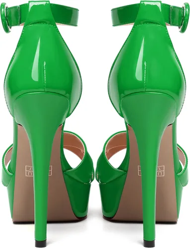 Miniatura 60 de MODENCOCO Sandalias de boda con correa de tobillo sexy para mujer, con plataforma y puntera abierta, tacón de aguja y tacón alto, zapatos de vestir